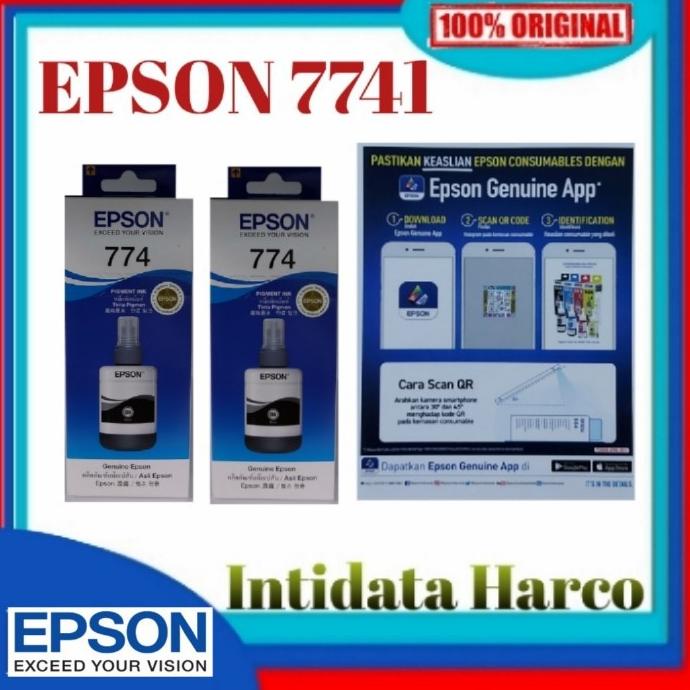 TINTA BOTOL EPSON T 774 BLACK ORIGINAL 100% T7741 T774 B BK HITAM .