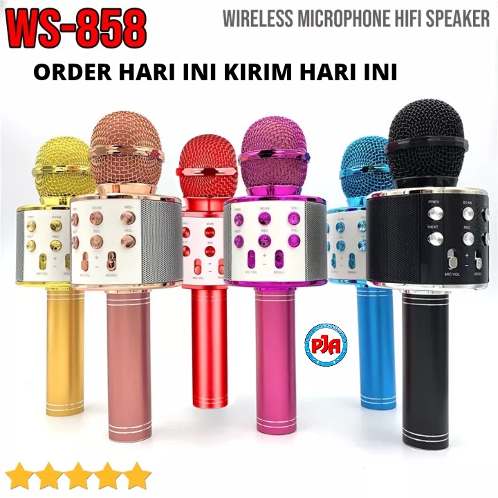 Micropone Mic Microfon Karaoke Bluetooth Wireless WS858 WS 858 Speaker