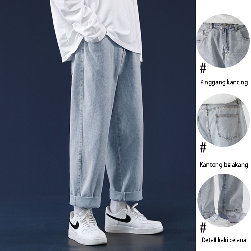 Celana Jeans Pria korean style pria straight jeans kulot Baggy pants pria Oversize Kulot celana panjang pria celana denim pria gombrong