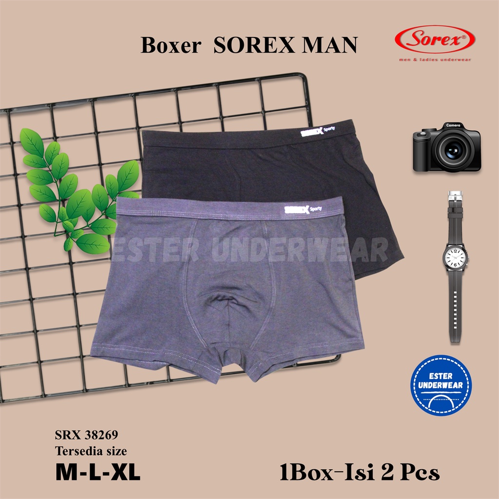 Boxer Katun Pria Sorex Sporty 38269 Celana Dalam Pria Katun Isi 2Pcs