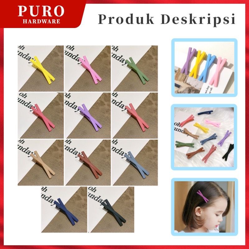 Jepit Rambut Korea Model Silang / Jepitan Poni X Matte Warna Warni / Hair Pin Cross Aksesoris Fashion Wanita Anak Clip Pita