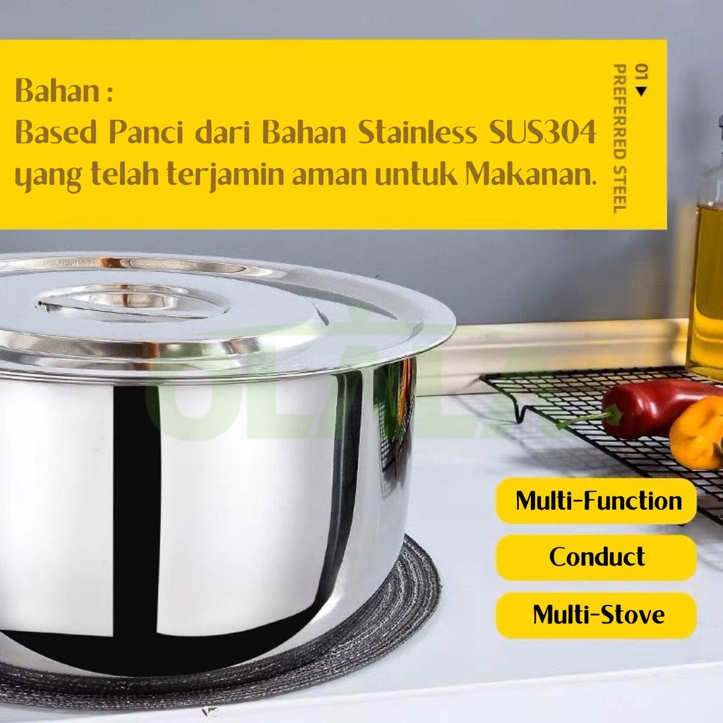 PANCI SET 5 SUSUN TUTUP STAINLESS STEEL OLL-CH4612