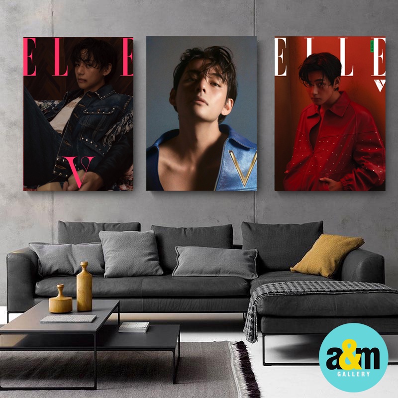Poster Kayu KIM TAEHYUNG V BTS E L L E Edition I Hiasan Dinding Dekorasi Kamar I Poster Kayu K-POP Dekorasi Kamar - A&amp;M
