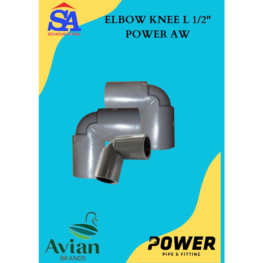 ELBOW KNEE L 1/2" POWER AW /SAMBUNGAN PIPA /PIPA/ KRAN /
