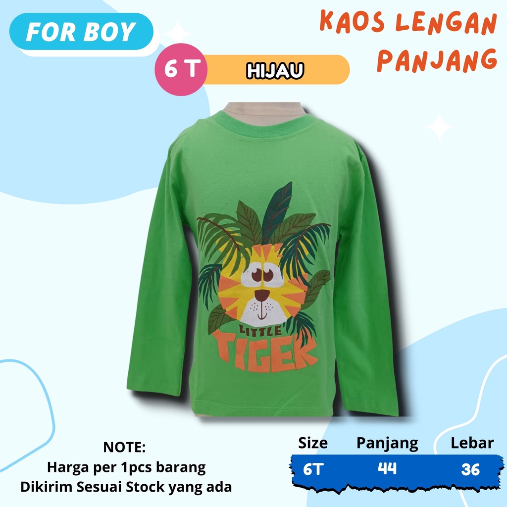 KAOS Oblong Lengan Panjang Anak Cowok Usia 2 - 10 Tahun Atasan anak laki-laki warna kids tsirt