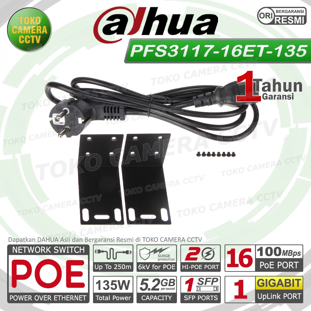 SWITCH POE 16 PORT DAHUA DH-PFS3117-16ET-135