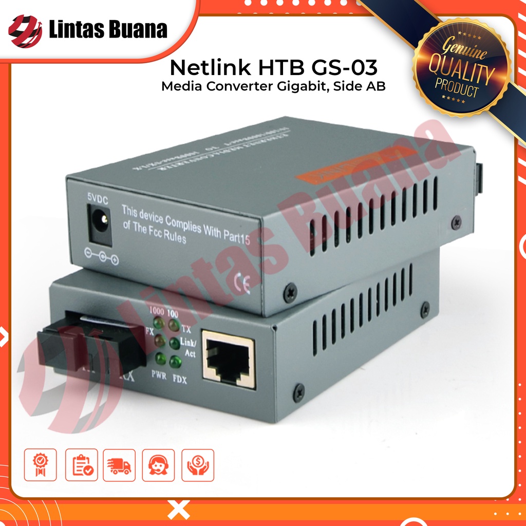 Media Converter NETLINK HTB GS 03, A-B, Sepasang A dan B Gigabit