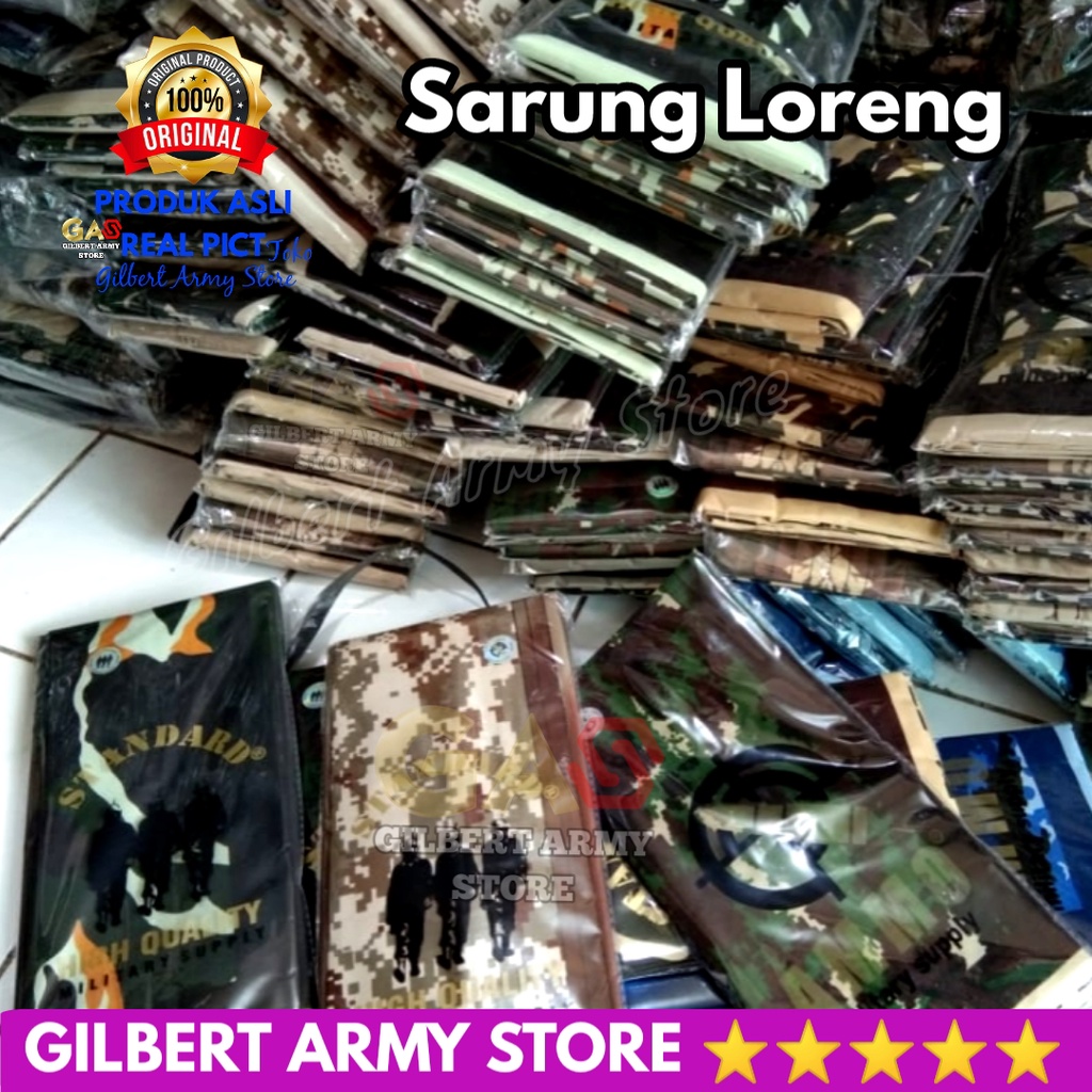 Sarung Dewasa Motif Loreng Army TNI Kasad Terbaru Sarung Santri Sholat Pria Putra Putri Kain Tenun Batik Murah GILBERT ARMY STORE