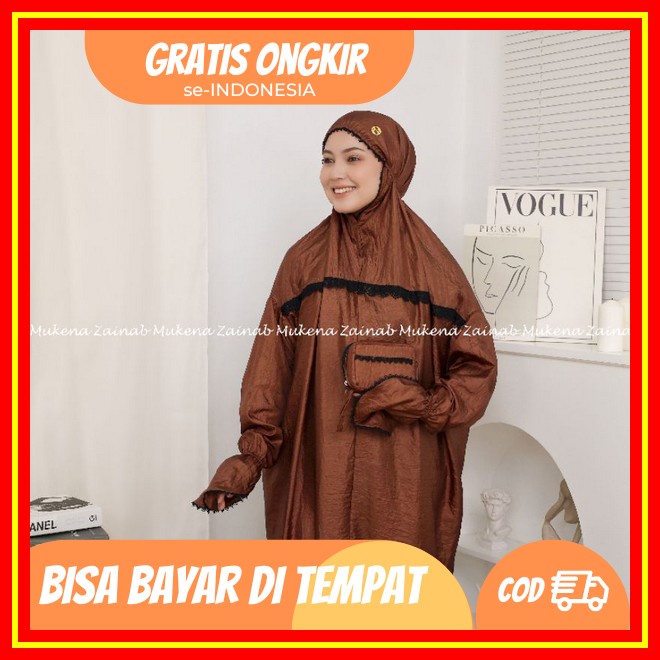 Mukena Travelling Khodijah Pouch Dewasa Jumbo Katun Import Premium Adem Lembut Bordir Siti Khadijah 