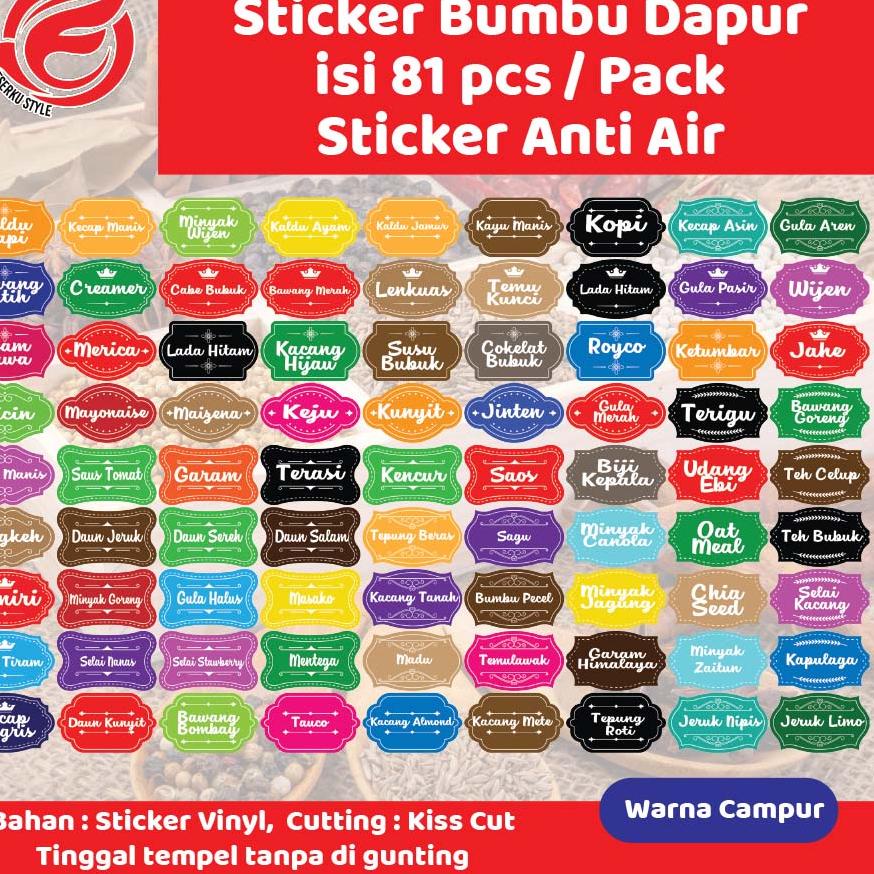 

Pasti Istimewa (ISI 81PCS) STIKER LABEL NAMA BUMBU DAPUR UKURAN 5X3CM STICKER ANTI AIR