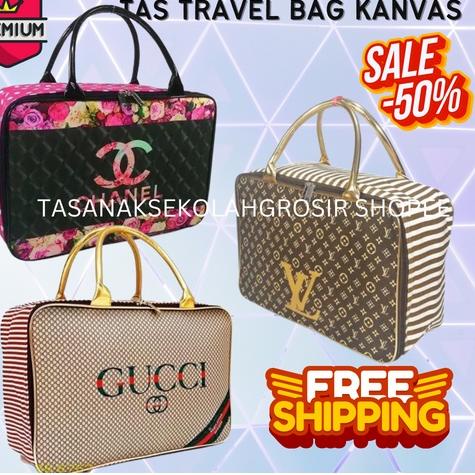 ➦ TRAVEL BAG SUPER KANVAS KARAKTER + TALI SELEMPANG / Tas travel / Travel bag / Tas mudik / Tas leba