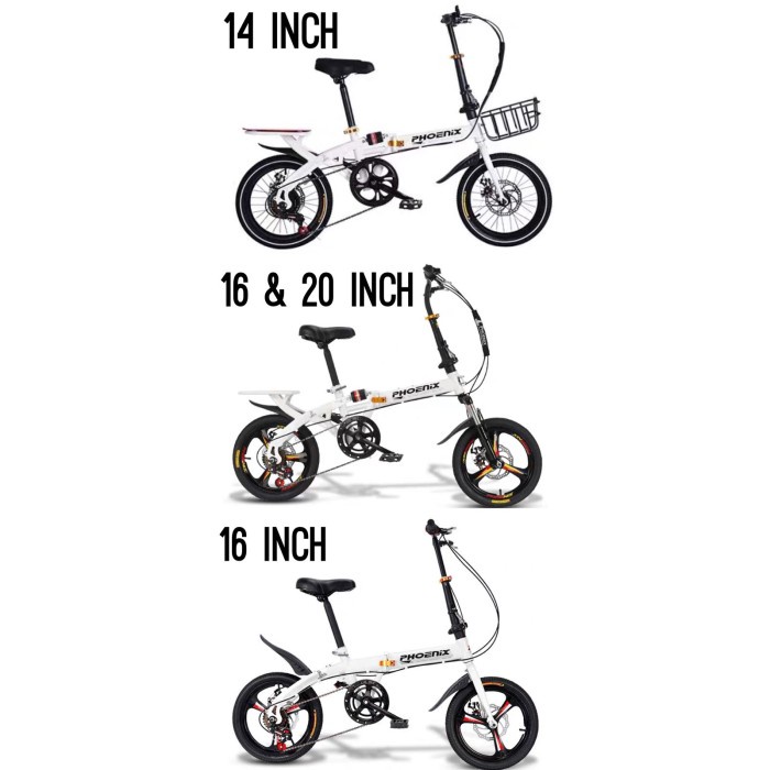 Sepeda Lipat Phoenix 16 Inch Merah, Putih, & Hitam [Ready Stock]