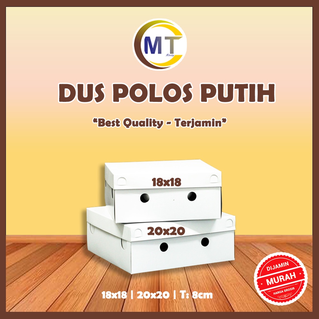 Dus Polos Putih 18x18 20x20 Dus Nasi Katering Nasi Kotak Dus Kue Snack Roti Dus Bolu