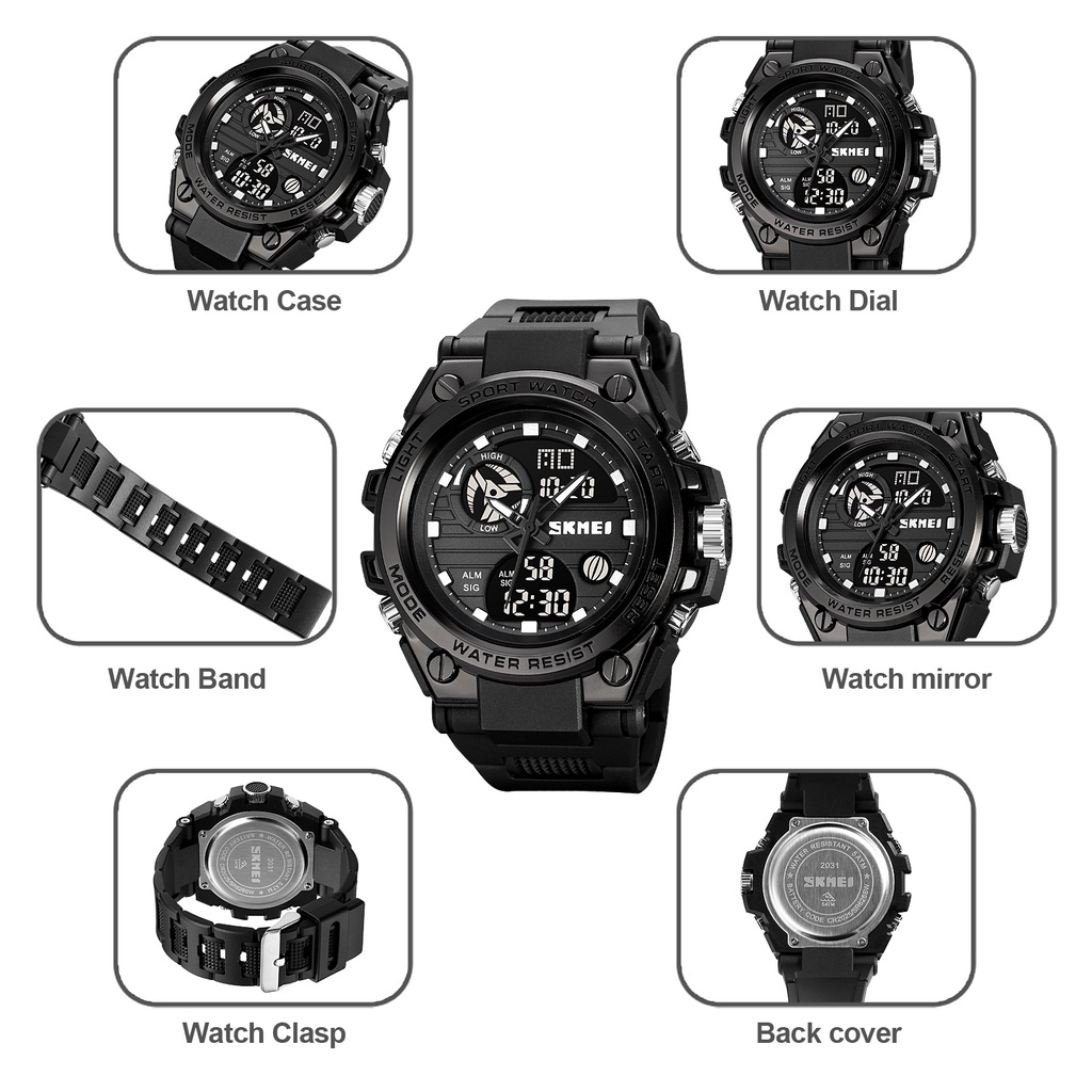 SKMEI 2031 Jam Tangan Pria Digital Analog Sport Watch Anti Air 5 Bar WATCHKITE WKOS