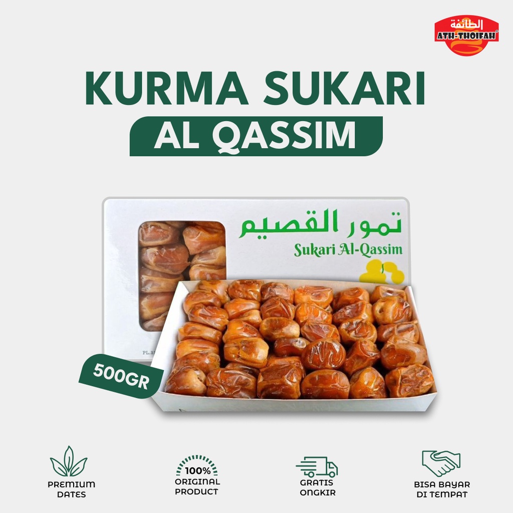 

Kurma Sukari 500gr Dates Premium Sukkari Al Qassim Grosir Kurma Basah Lembut