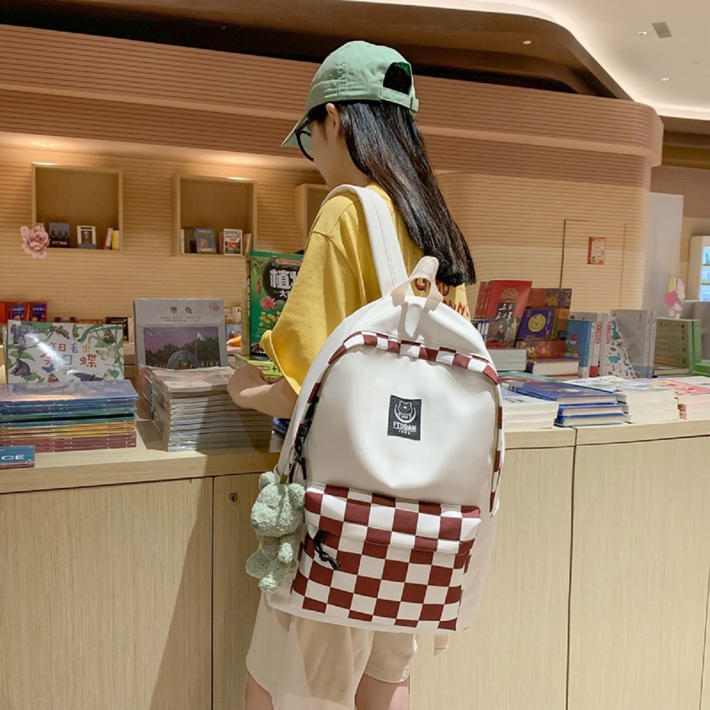 Tas Ransel Catur - Tas Ransel Motif Kotak Bahan Kanvas