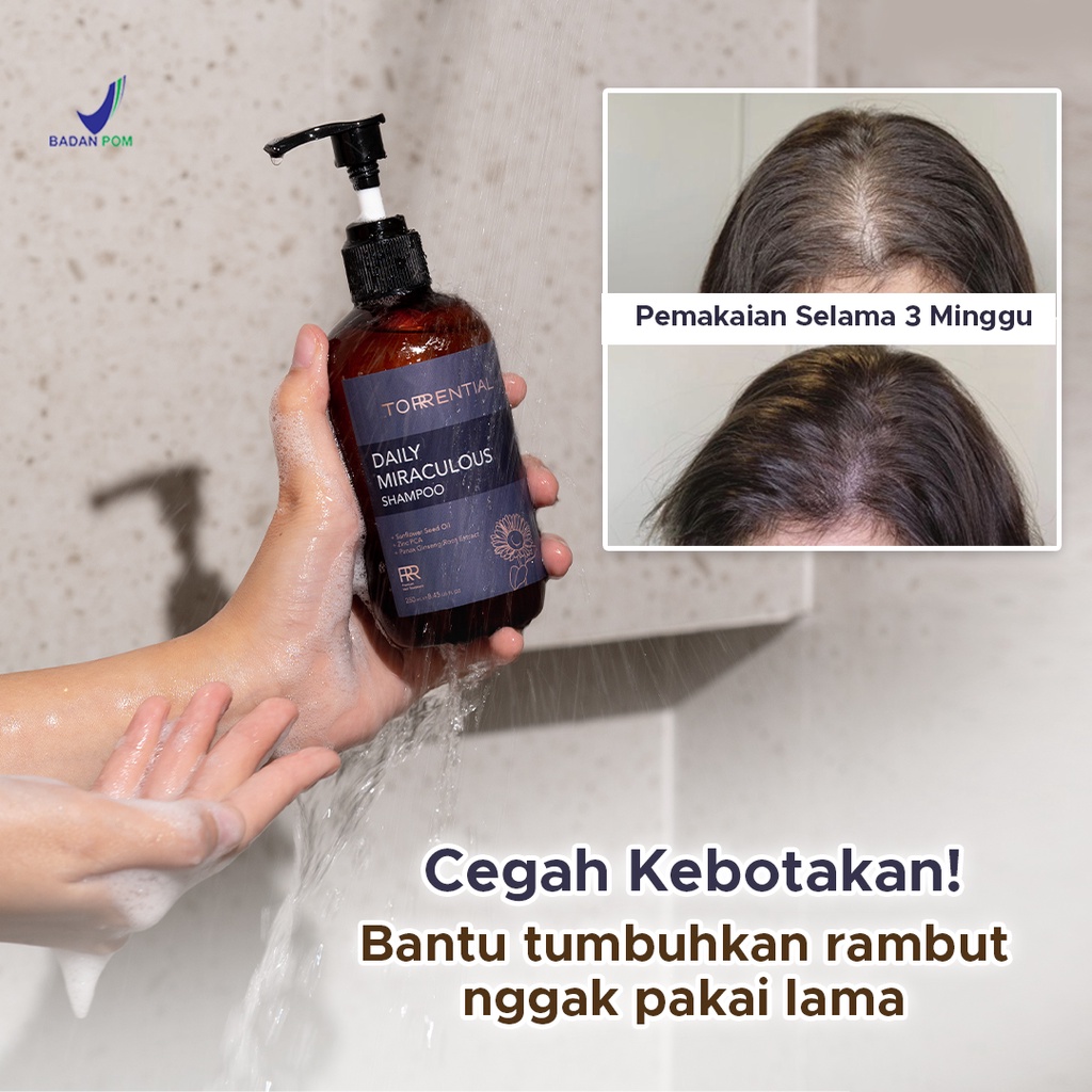 Shampo Shampoo Sampo Sampoo Penumbuh Penyubur Penebal Perawatan Pencegah Rambut Rontok Botak Ketombe Bercabang kering Rusak Uban Torrential daily Miraculous Hair Care Treatment Cepat Ampuh Original BPOM