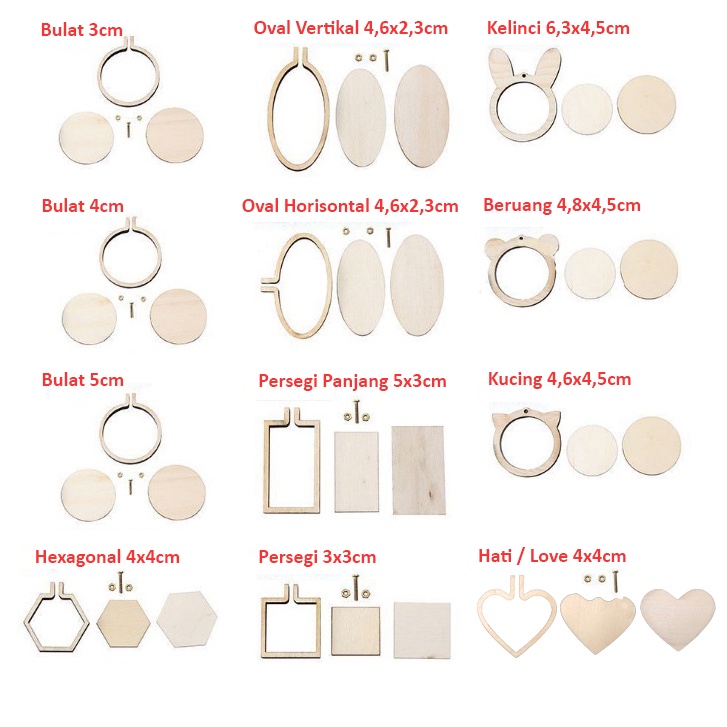 Kinder Dstore Bidang Sulam Kecil/Ring Sulam/Embroidery Hoop Kayu Mini/Pembidangan/Craft Cangkang
