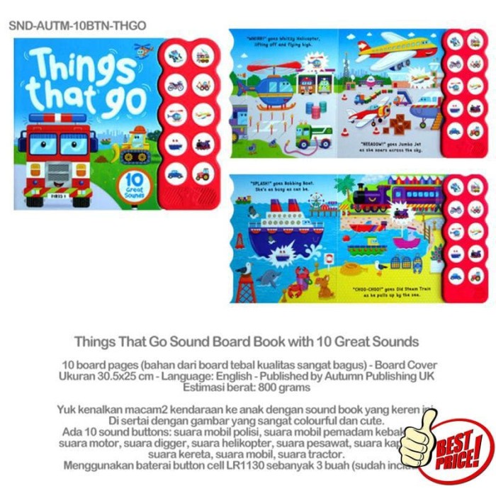 

Things That Go Sound Board Book with 10 Great Sounds