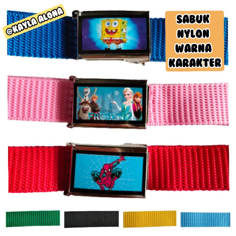 SABUK / GESPER / IKAT PINGGANG ANAK  NYLON WARNA KARAKTER ANAK