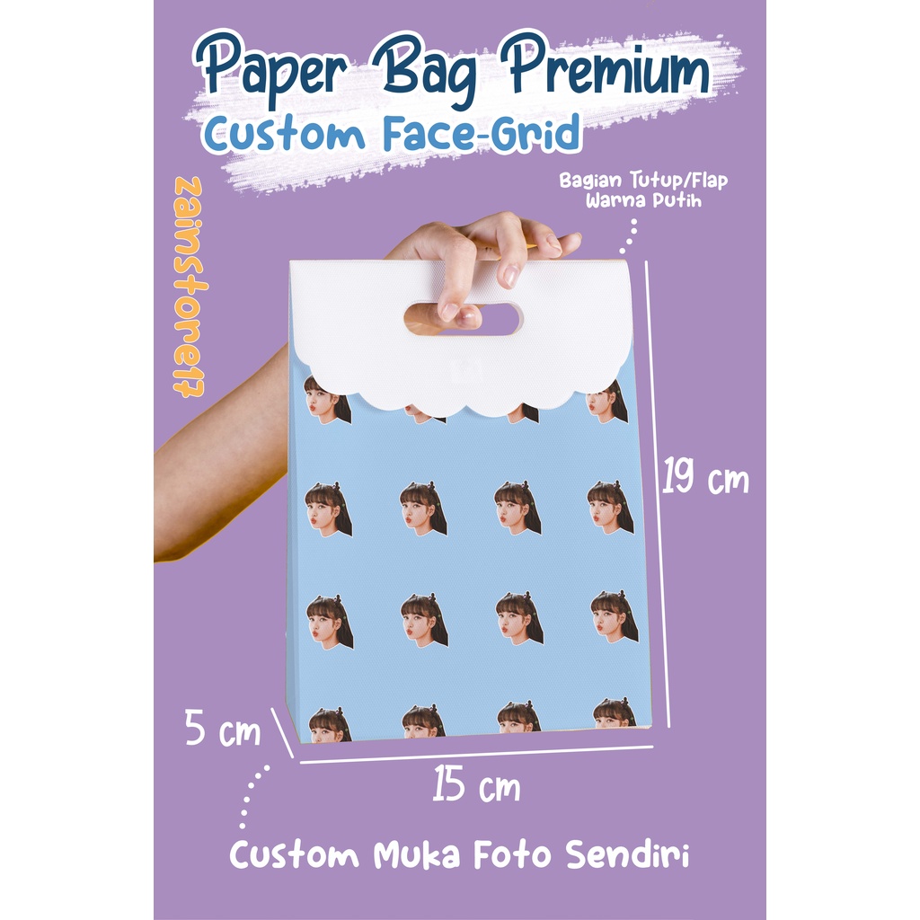 

Paper Bag Custom face grid model premium - PAPER BAG PREMIUM - Ukuran Mini - Gift Bag / Goodie Bag TANPA TALI - Paper Bag Surprise / Blind / Tertutup