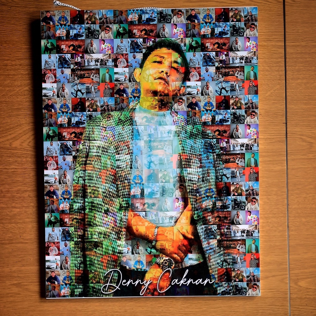 CETAK FOTO BINGKAI BESAR FOTO MOZAIK CUSTOM + CETAK 12R + FRAME MDF, KADO ULANG TAHUN