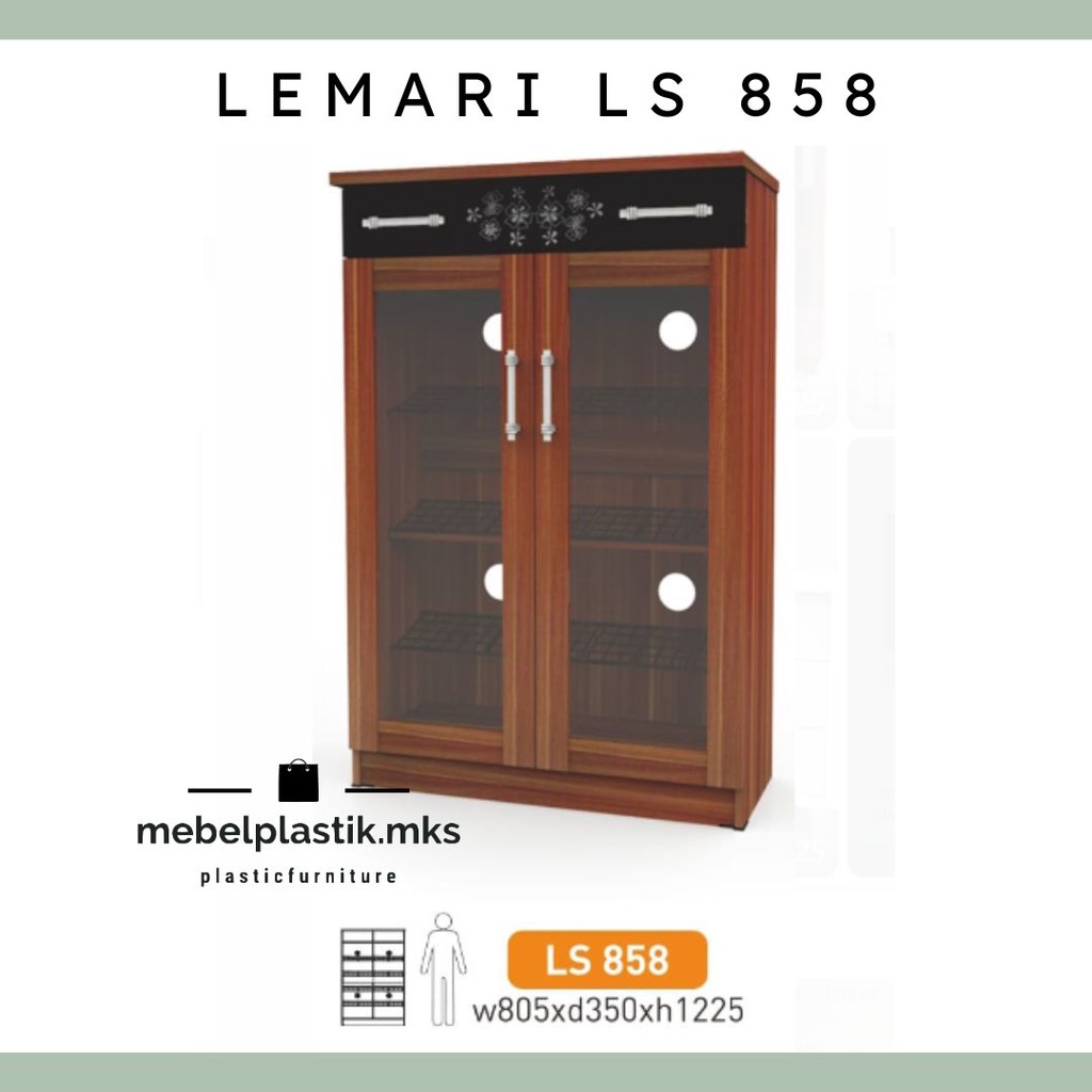 Lemari Sendal Sepatu Rak Sendal Coklat Pintu Reguler LS 858 / Pintu Sliding Putih LSD 240 Siantano