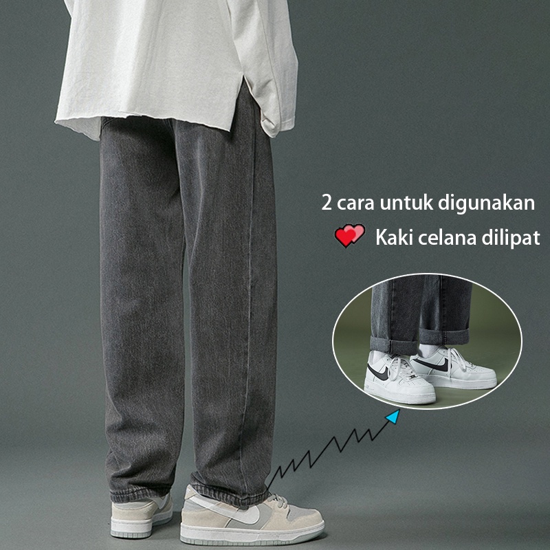 Celana pria jeans korean style celana panjang pria celana baggy pants celana longgar jeans hitam Model Kulot Oversize celana kasual pria celana panjang laki laki celana cowok kekinian terbaru 2023 celana jeans cowok Celana gombrang pria