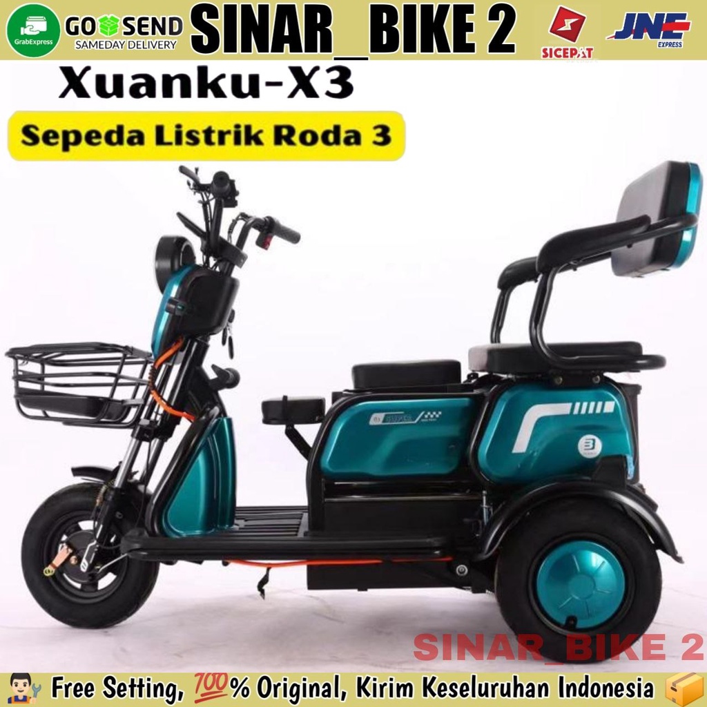 Sepeda Listrik Roda Tiga XUANKU-X3 800 Watt Electric E Bike