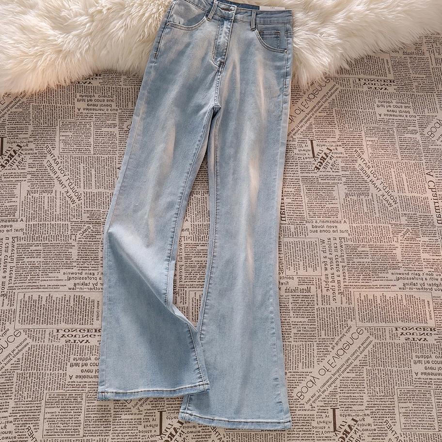 Kualitas Super✽ korean biru celana cutbray wanita/ highwaist santai celana jeans cutbray wanita(Real