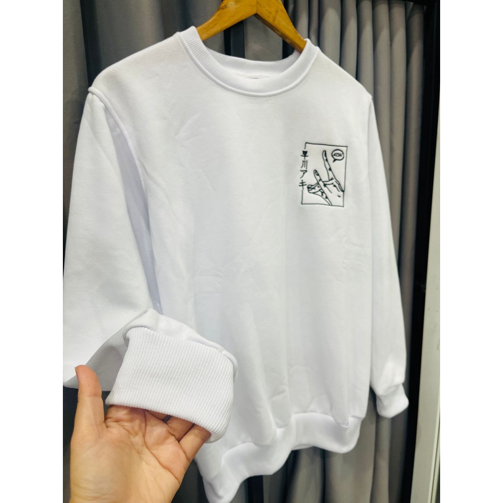 Crewneck Kon Aki Sign Embroidery Anime Manga Chainsaw Man Premium Unisex