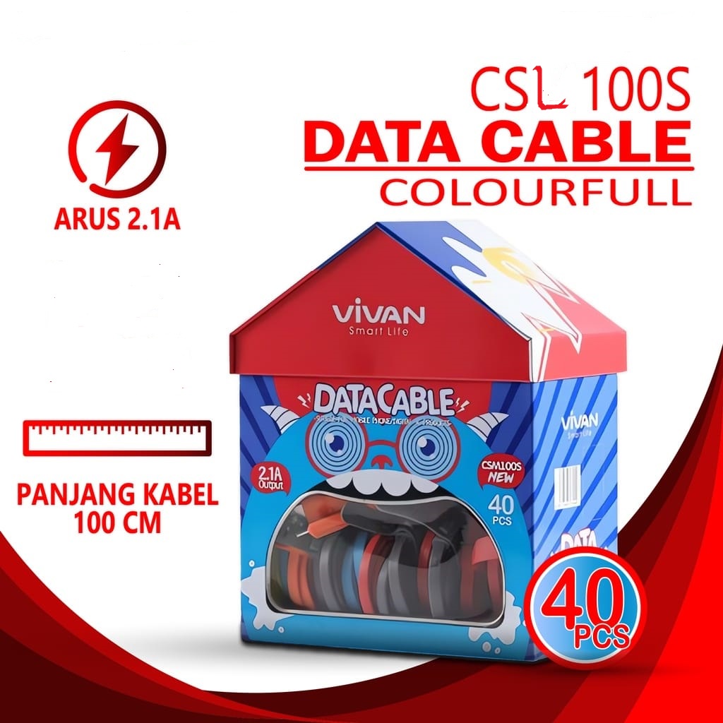 Kabel Charger Vivan CSL100 NEW Kabel Data Vivan CSL100S NEW isi 40 Pcs