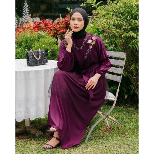 Myrubylicious AIRELE LONGDRESS | DRESS WANITA | DRESS RAYON | DRESS MOTIF BUNGA | DRESS BORDIR