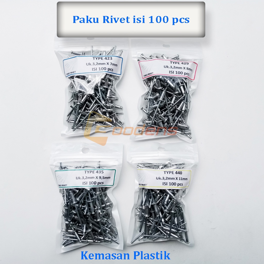 Paku Rivet Paku Keling 423, 429, 435, 440 Isi 100 pcs