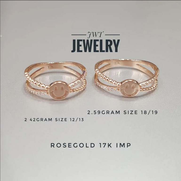 CINCIN EMAS FASHION SMILE SMILEY SIGNET BULAT PERLEE X LISTRING