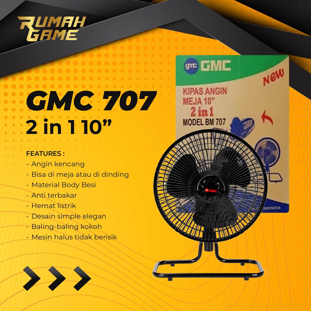 Kipas Angin Besi Duduk dan Dinding 10 inch GMC 707 Terbaru Termurah
