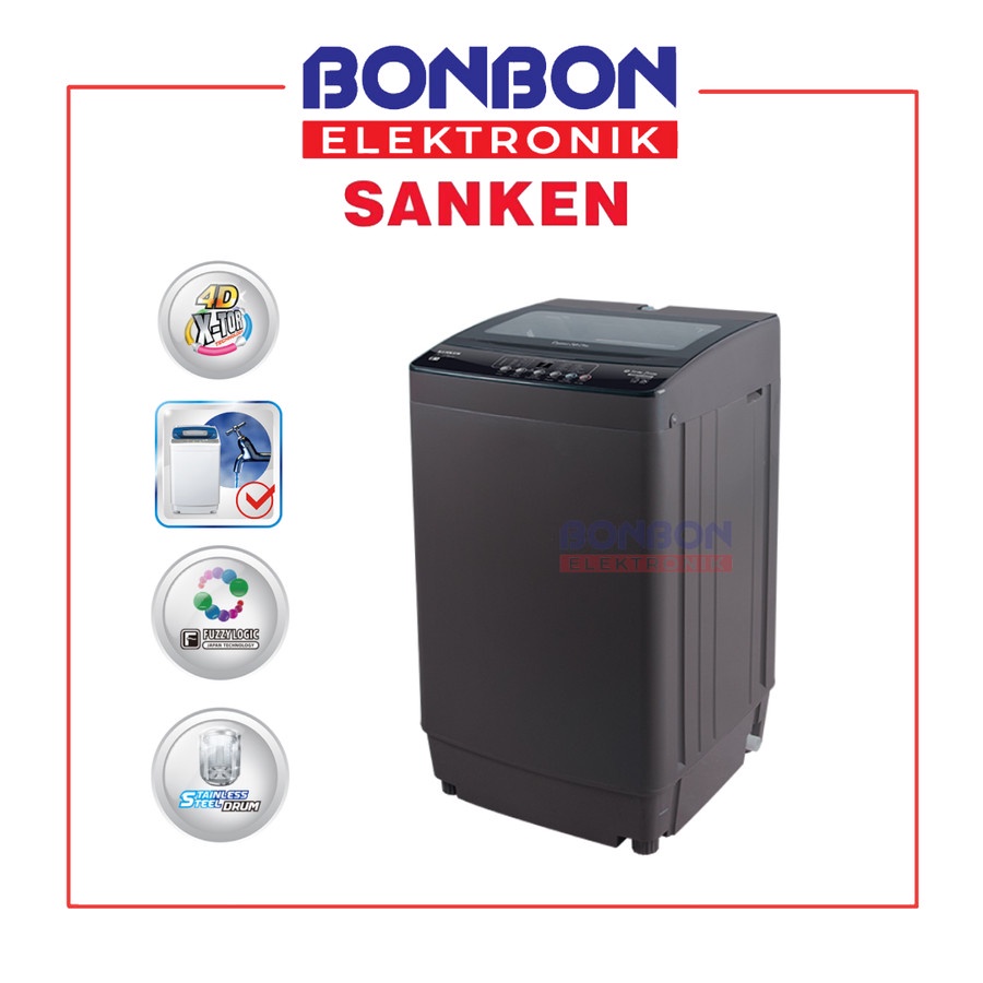 Sanken Mesin Cuci 1 Tabung 8 KG AW-S887GS Silver / AWS 887 GS 8KG