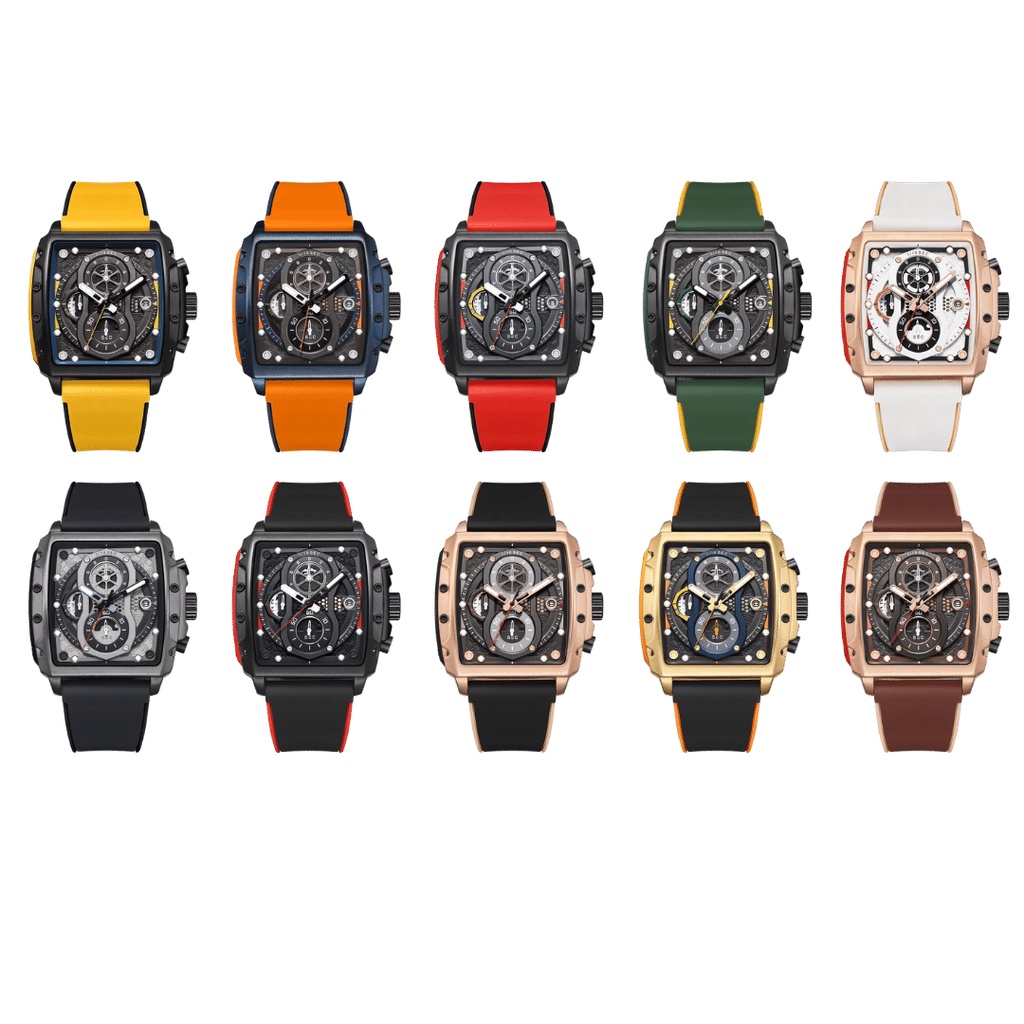 JAM TANGAN PRIA SEGI STRAP RUBBER T5 H 3920 G CHRONO AKTIF