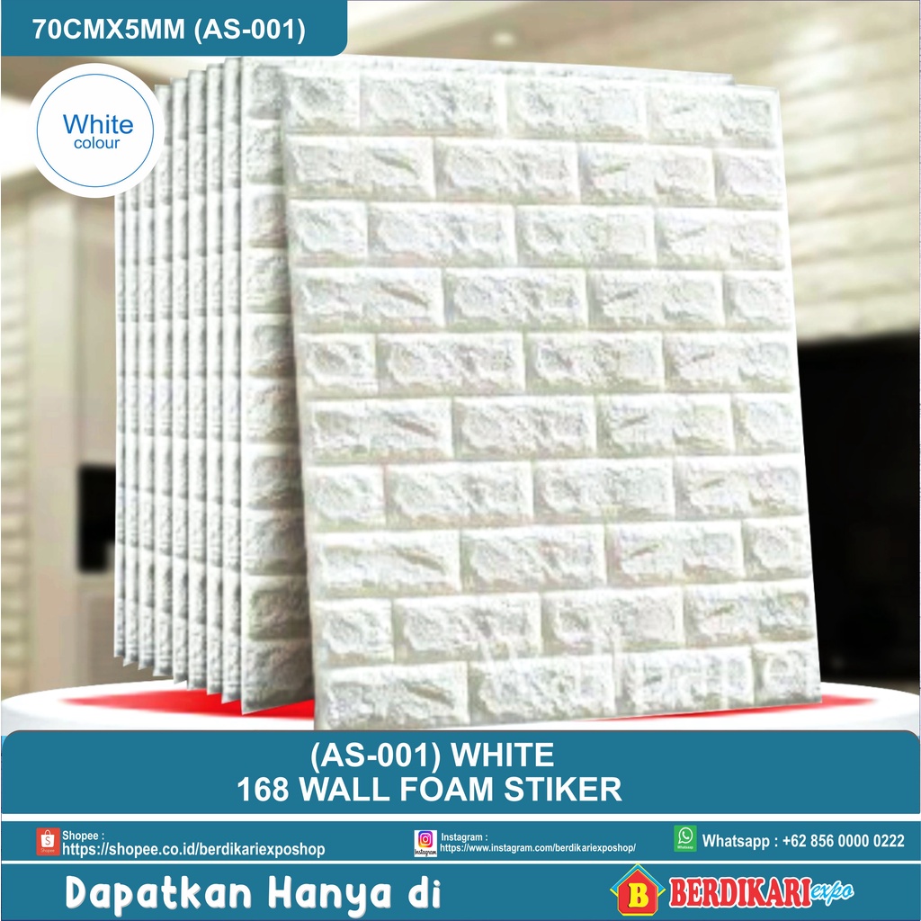 sticker dinding 3d wall foam motif bata putih