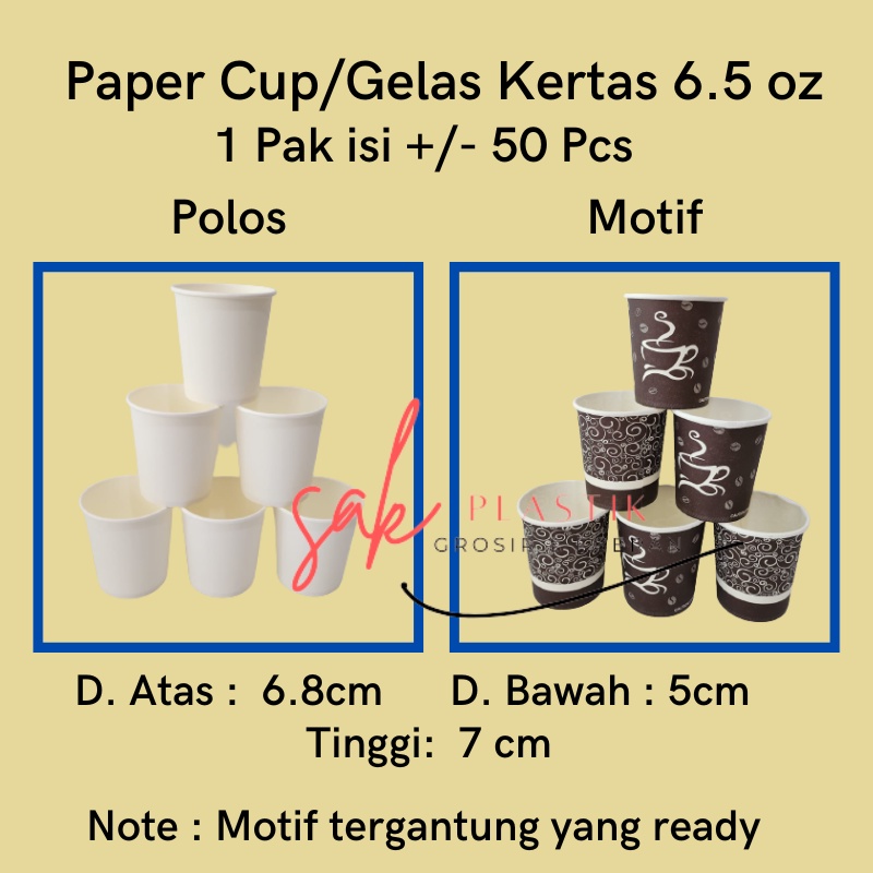 Paper Cup 6.5oz Tanpa Tutup l Gelas Kertas Kopi Tahan Panas 6.5 oz