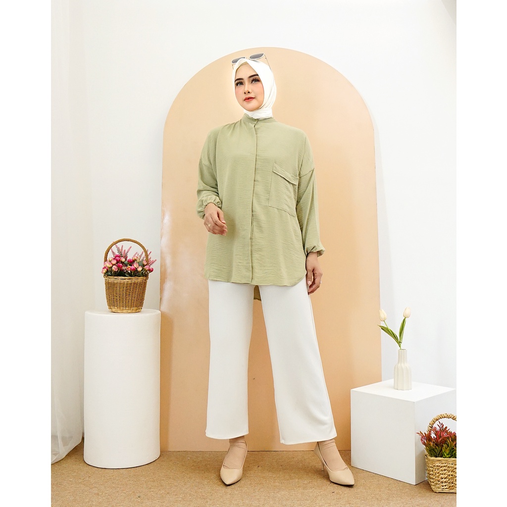 Toply shop Kemeja camelia jumbo XXL / kemeja oversize crinkle airflow  / Blouse wanita jumbo