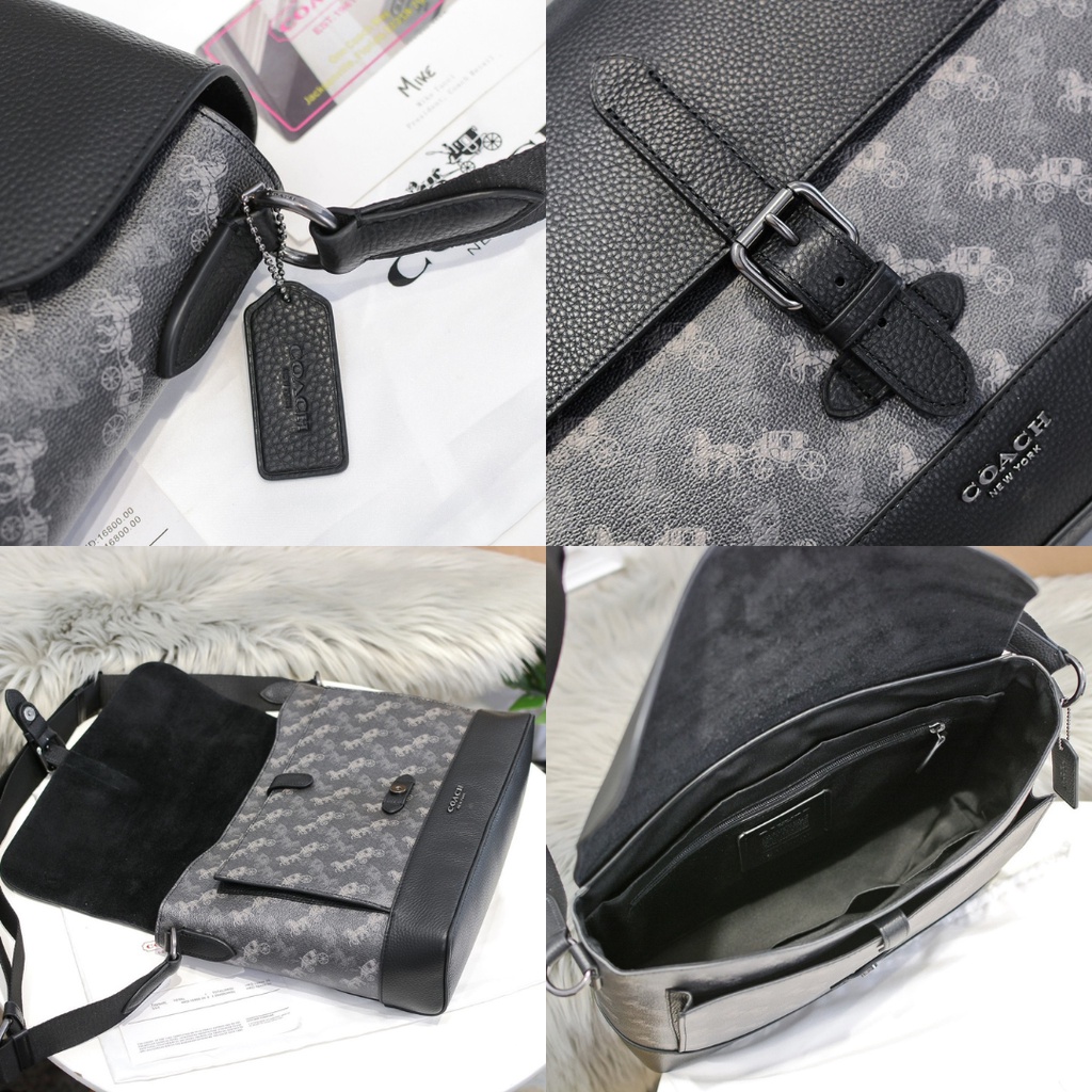 TAS SELEMPANG PRIA HUSDON FLIPP BRIEFCASE BLACK MESSENGER BAG CH 89955