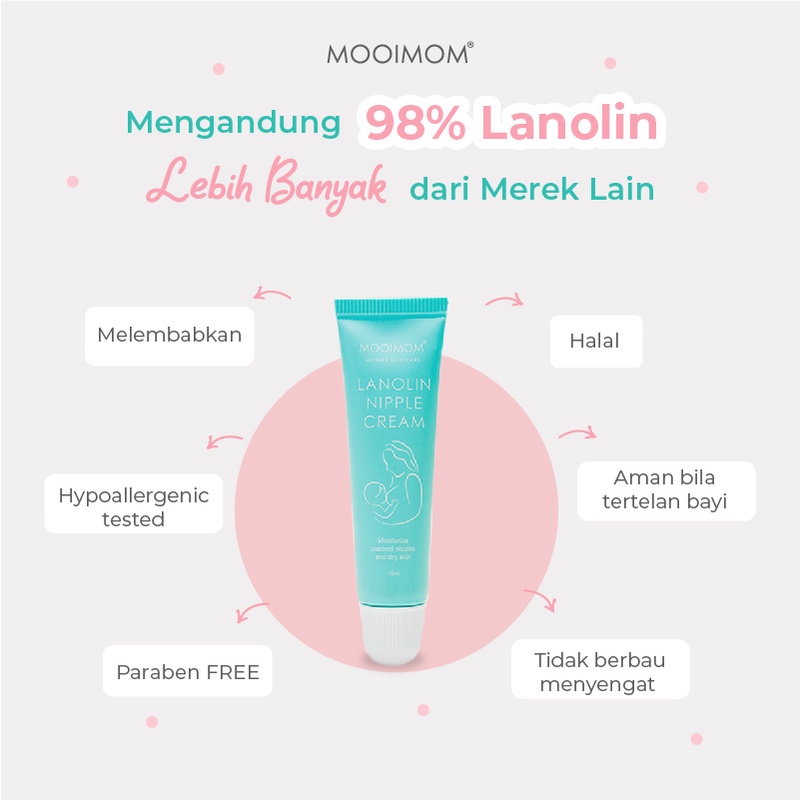 Mooimom - Lanolin Nipple Cream / Krim Pelindung Puting Lecet Ibu Menyusui 15ml