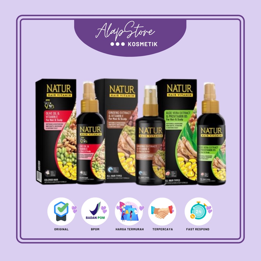 Natur Hair Vitamin Rambut Anti Lepek Natur Hair Gingseng Aloe Vera Olive