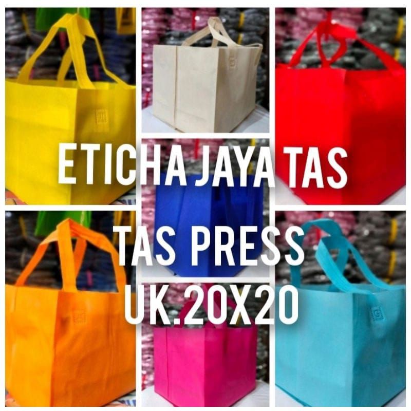 

tas spun bond press box 20x20/ goodie bag/tas press 20x20 harga per lusin isi 12 psc