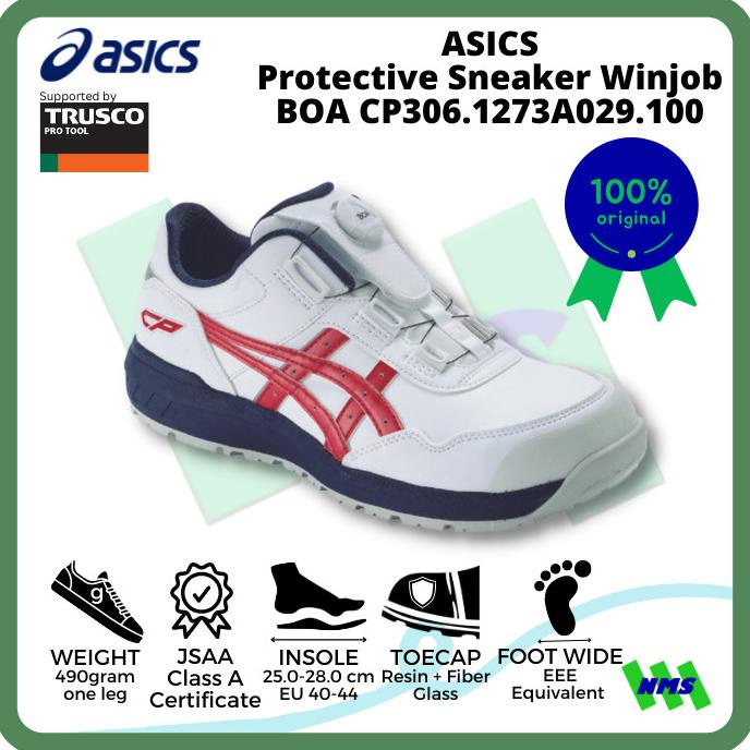 Sepatu Safety Asics CP306 BOA 1273A029.100 Putih x Merah 195-1743 ORI