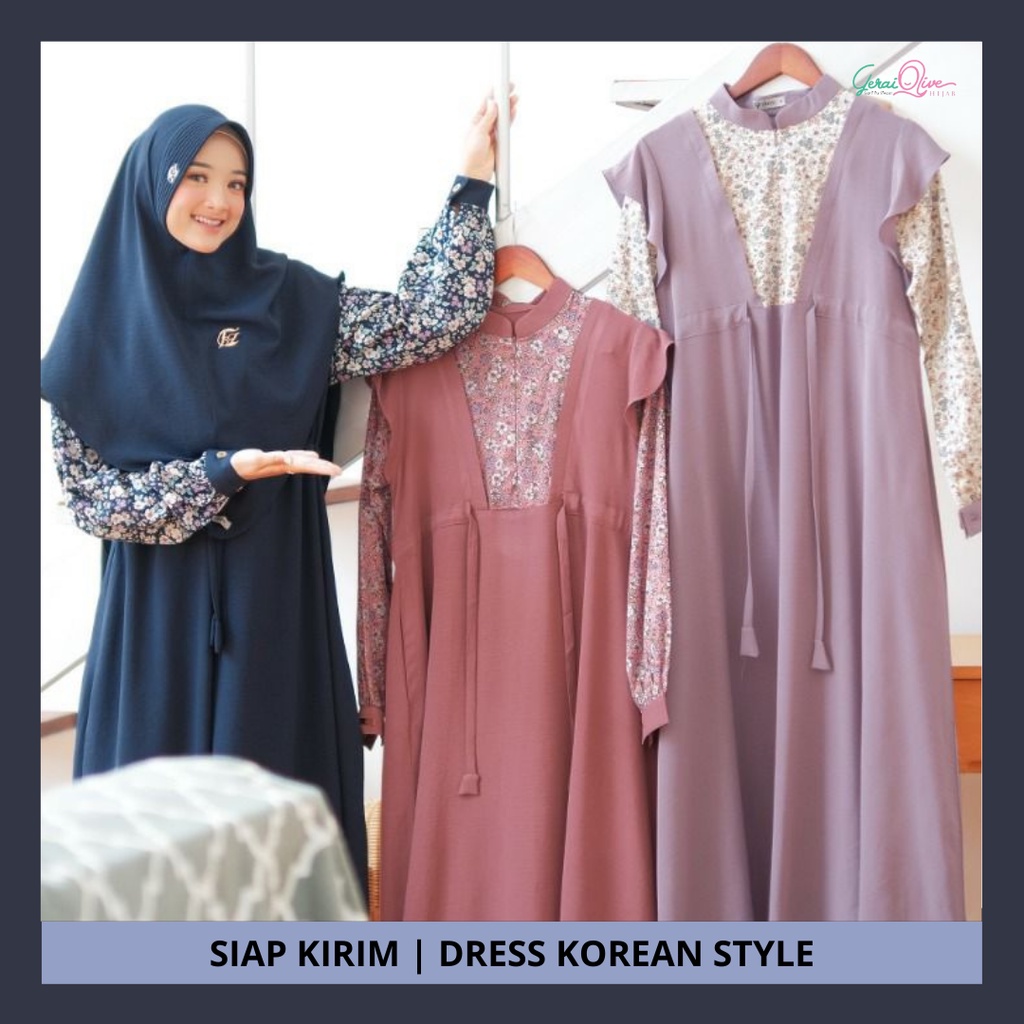 Dress Korean Style Katya Bahan Crinkle Airflow By Fauz Hijab