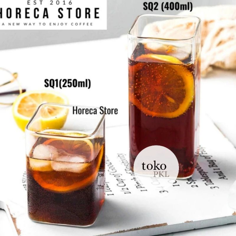 square glass 250 400 ml GELAS PRISMA PERSEGI - gelas kaca beling 250ml gelas kotak tinggi