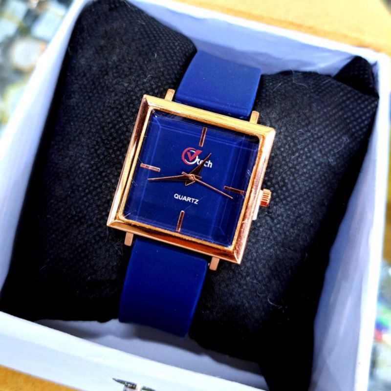 Jam Tangan Wanita analog V Tech Original Tahan Air Strap Rubber / Jam Tangan kasual Wanita Analog Segi 4 Terbaru Mewah Elegan sporty Jam | Jam Tangan Wanita