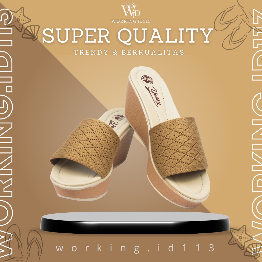 Sandal Wedges Wanita Kondangan Terbaru Original 100% Premium Kekinian Slip On Distro Berkualitas Emp